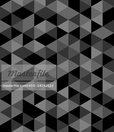 Tile vector background with black and grey triangle geometric mosaic for seamless decoration wallpaper