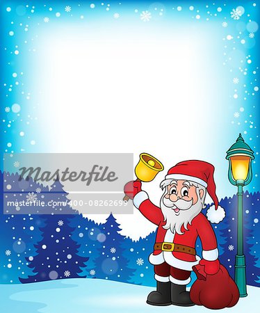 Santa Claus with bell theme frame 1 - eps10 vector illustration.