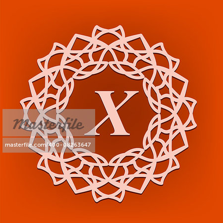 Simple  Monogram X Design Template on Orange Background