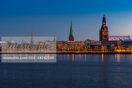 Riga Old Town skyline during Dawn