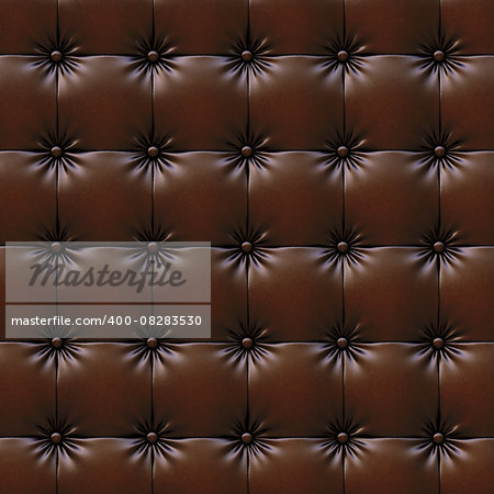 luxurious texture of chocolate-colored leather upholstery.  3d image.