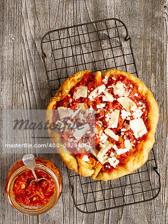 close up of rustic italian deep fried pizza fritta