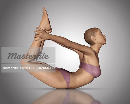 3D render of a female figure in a yoga position