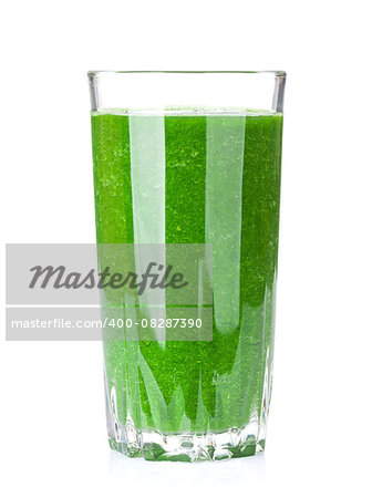 Fresh green vegetable smoothie. Isolated on white background