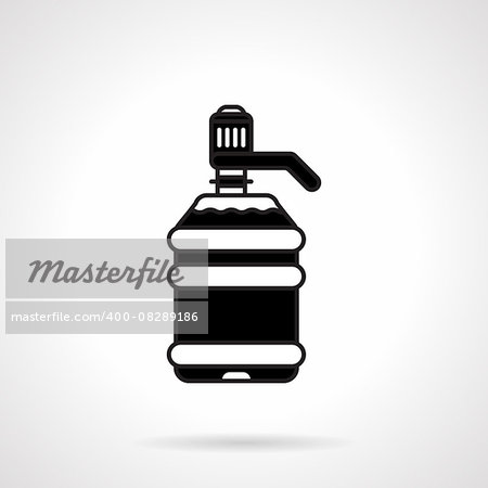 Single black contour flat vector icon for plastic bottle of purified water on white background.