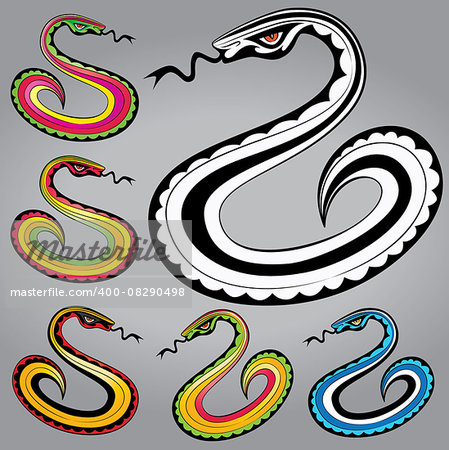 cartoon snake bodies connected together vector illustration
