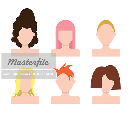 Vector people faces Icons set.  Hairstyle. Templates for hairdresser