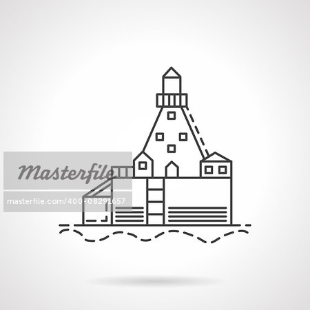 Flat line design vector icon for harbor dock or warehouse. Marine industry. Design element for business and website.