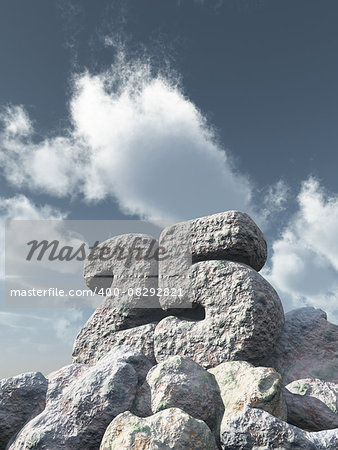 number twenty five rock under cloudy blue sky - 3d illustration