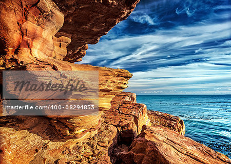 Rocky headland on the Atlantic coast of the Cape Peninsula, South Africa, most south-western point of the African Continent, Cape of Good Hope, beautiful natural background, mountain border