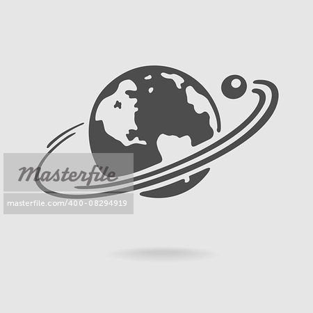 Planet and satellite symbol vector eps 8 file format