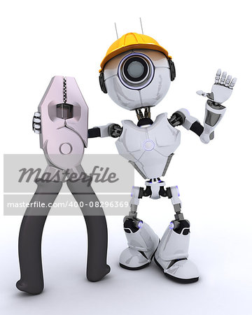 3D Render of a Robot Builder with pliers