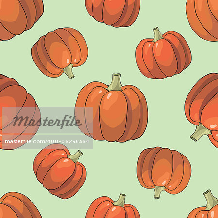 Seamless colorful background with orange bright pumpkins