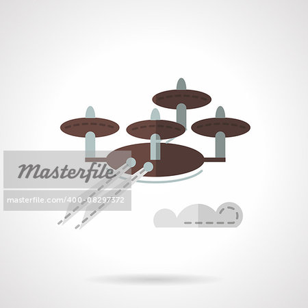 Drone for surveillance and spy. Military UAV. Flat color style vector icon. Single element of web design for site or mobile app.