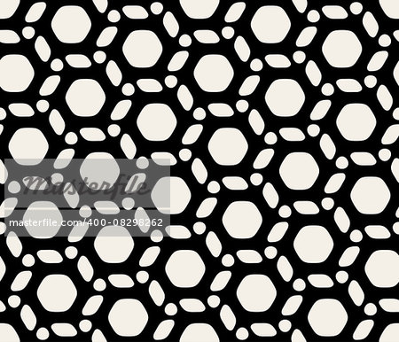 Vector Seamless Black And White Hexagon Circle Rounded Pattern Background