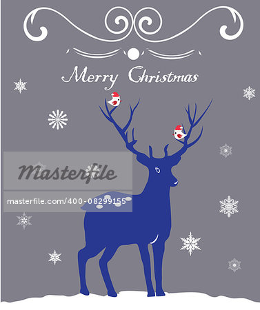vector illustration of a reindeer Christmas card