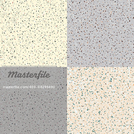 Set 4 Seamless Grunge Flecked Stone Texture with various variants of color. Vector Illustration.