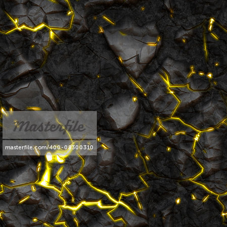 An image of a seamless stone texture with yellow glowing cracks