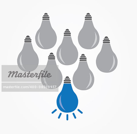 vector illustration of a creative and difference idea light bulbs