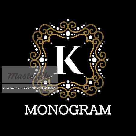 Vintage monogram frame template flourishes calligraphic elegant ornament lines. Business sign, identity for Restaurant, Royalty, Boutique, Hotel, Heraldic, Jewelry, Fashion and other illustration