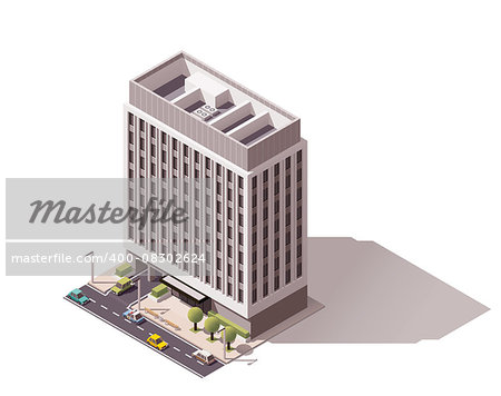 Isometric icon representing city building