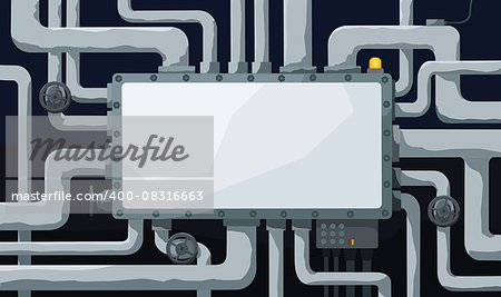 Background with pipeline, valves, and text field in the center