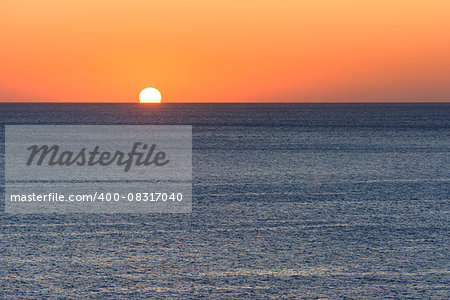 Sunset or sunrise over Mediterranean Sea in Ibiza