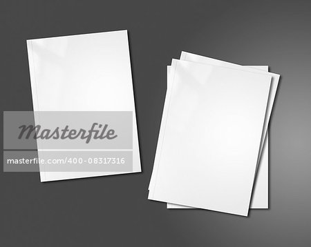 white booklet covers isolated on dark background - mockup template