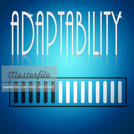 Blue loading bar with adaptability word image with hi-res rendered artwork that could be used for any graphic design.