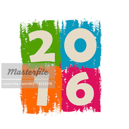 new year 2016 in drawn colorful banner, holiday concept