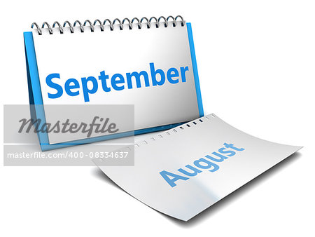 3d illustration of folding calendar with september month page