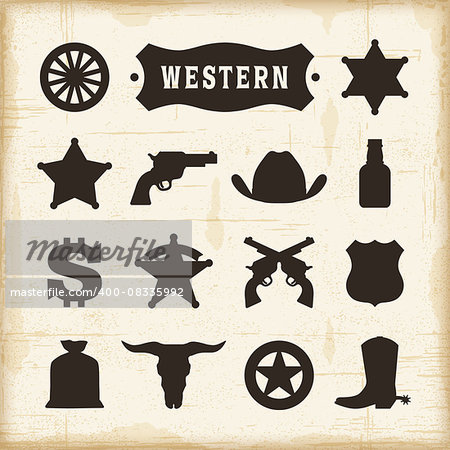 Vintage western icons set. Editable EPS10 vector illustration with transparency.
