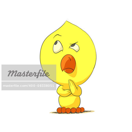 Cute chick character on white background