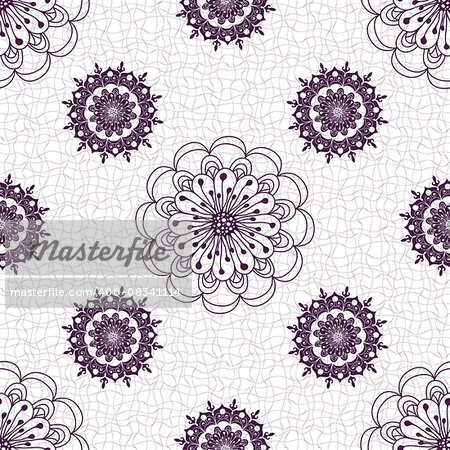 Seamless white floral pattern with lacy vintage flowers, vector EPS 10