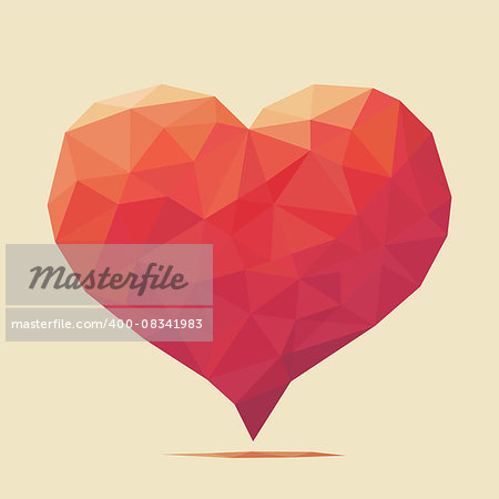 Red low poly Love Heart postcard