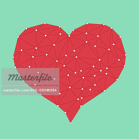 Red low poly Love Heart postcard