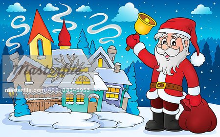 Santa Claus with bell theme image 4 - eps10 vector illustration.