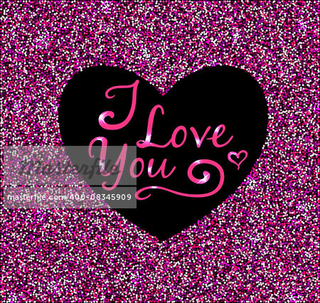 Abstract pink glittering background with heart for Valentine's day
