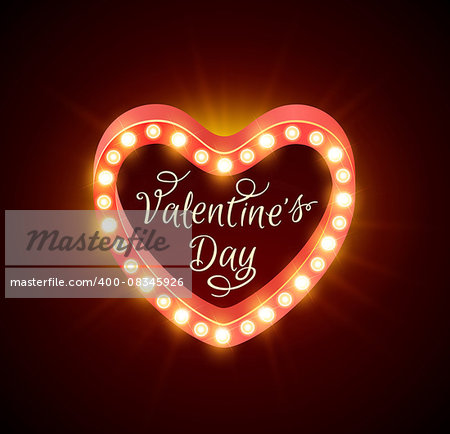 Retro shining banner for Valentine's day. Vector illustration.