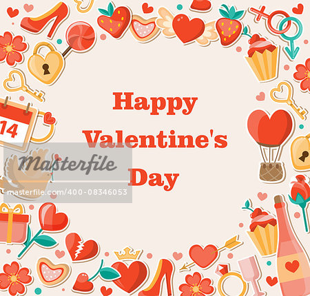 Vector decorative background for Valentine's day. Flat design style.