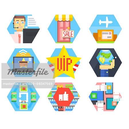 Business, Office and Marketing Icons. Flat Vector Illustration Set