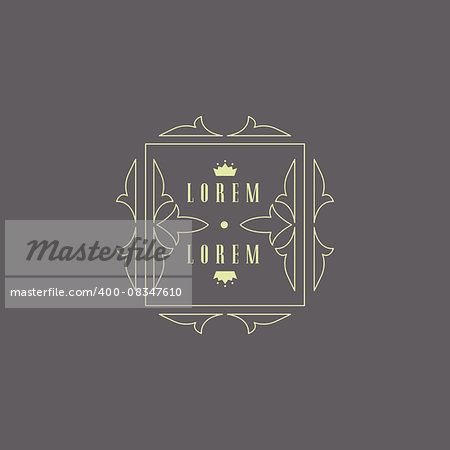 Monogram Design Template with Crown. Stylish Vector Illustration