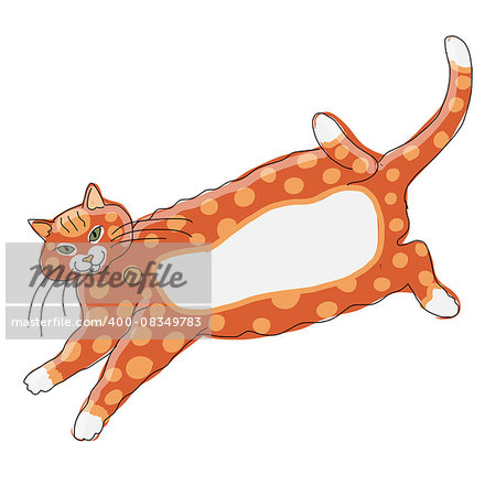 Cute orange cat, sketch for your design. Vector illustration