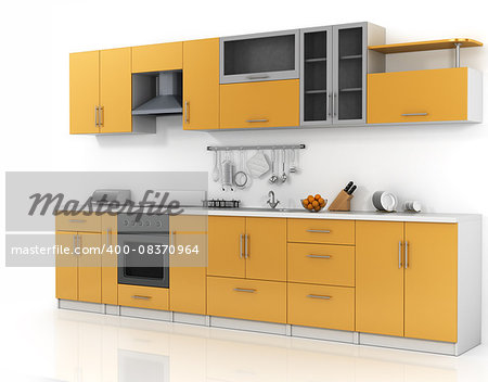 Modern kitchen on the thite background.