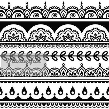 vector long black ornament - orient traditional style on white