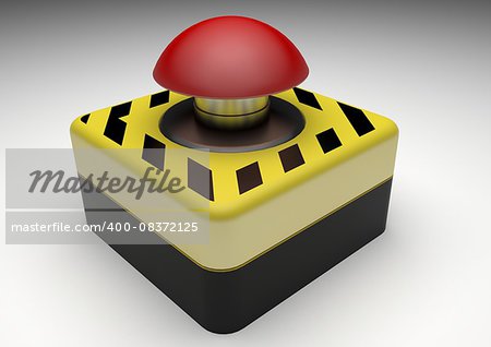 Isolated emergency stop button on white background