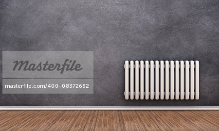 Radiator illustration on a wall in an empty room