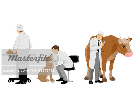 Vector illustration of a veterinarians with pets set