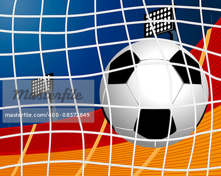 Vector illustration of a soccer ball in goal
