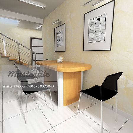 dining area in a modern office, 3d rendering